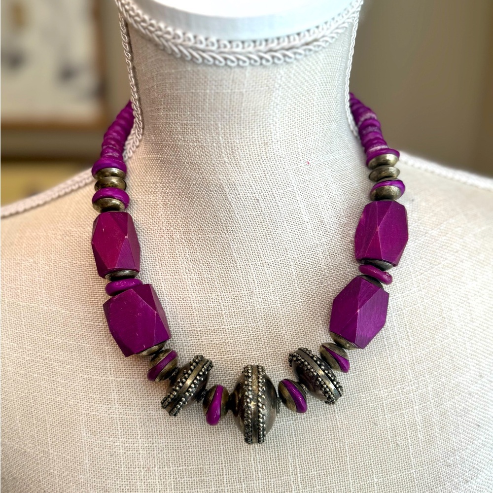 5 for $30 VINTAGE Purple and Silver Statement Necklace